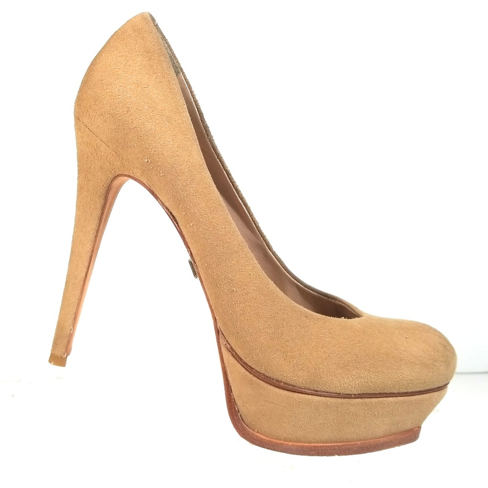 Pour La Victoire Women Tan Suede Pumps Sz 9.5